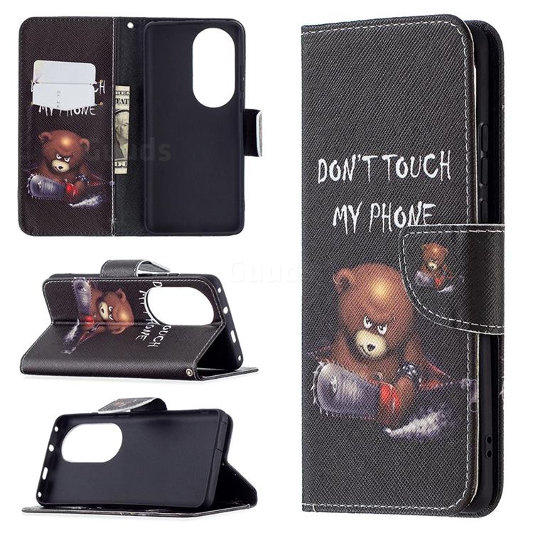 Chainsaw Bear Leather Wallet Case for Huawei P50 Pro