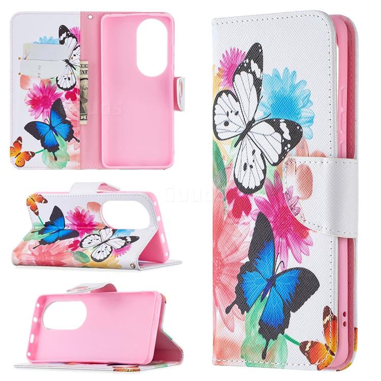 Vivid Flying Butterflies Leather Wallet Case for Huawei P50 Pro