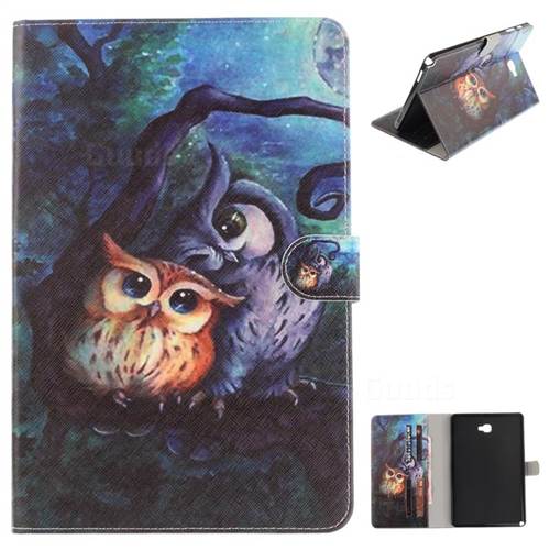 Oil Painting Owl Painting Tablet Leather Wallet Flip Cover for Samsung Galaxy Tab A 10.1 with S-Pen P580 P585