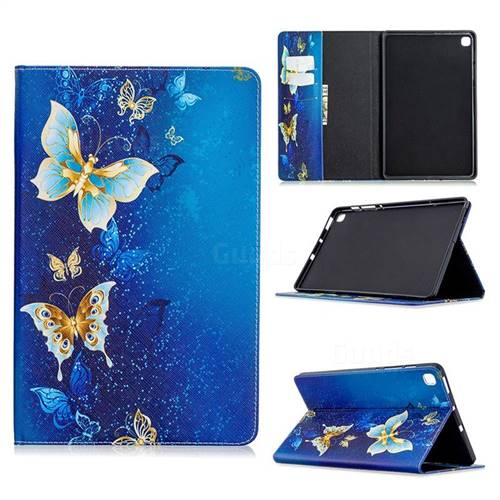 Golden Butterflies Folio Stand Leather Wallet Case for Samsung Galaxy Tab S6 Lite P610 P615