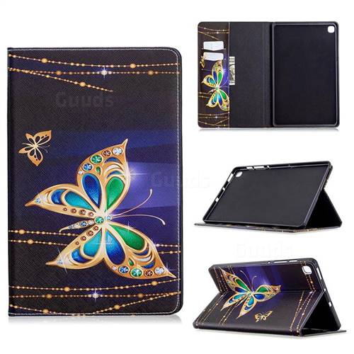 Golden Shining Butterfly Folio Stand Leather Wallet Case for Samsung Galaxy Tab S6 Lite P610 P615