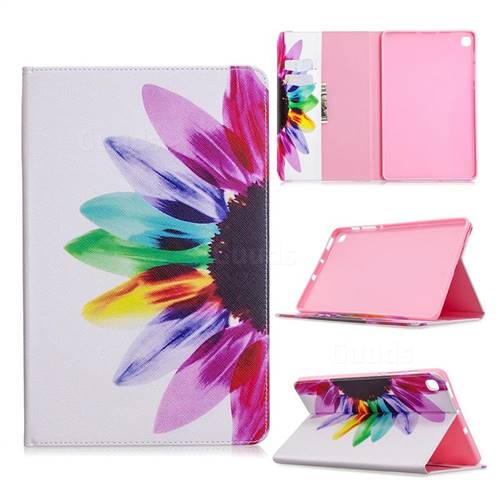 Seven-color Flowers Folio Stand Leather Wallet Case for Samsung Galaxy Tab S6 Lite P610 P615