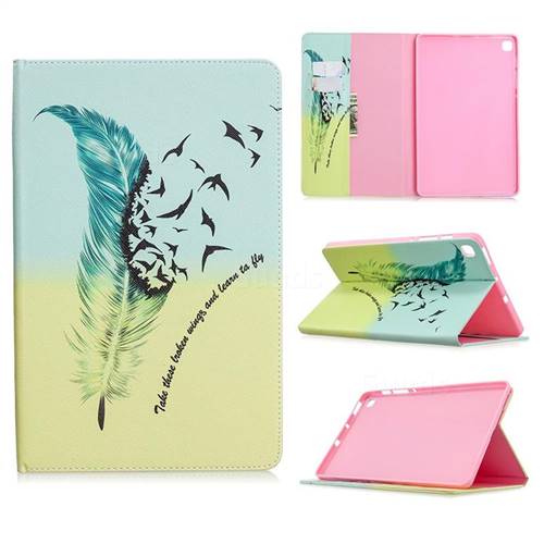 Feather Bird Folio Stand Leather Wallet Case for Samsung Galaxy Tab S6 Lite P610 P615
