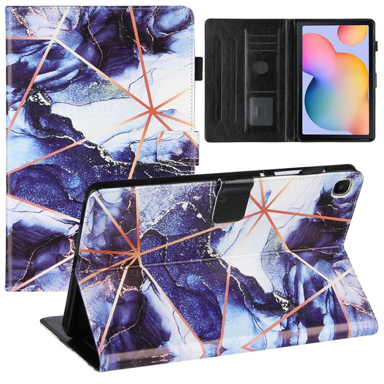 Starry Blue Stitching Color Marble Leather Flip Cover for Samsung Galaxy Tab S6 Lite P610 P615