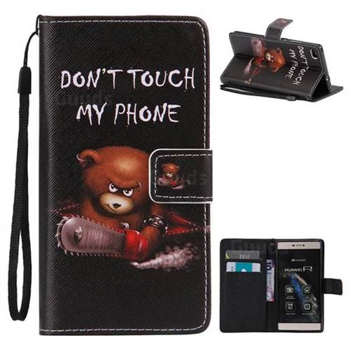 Angry Bear PU Leather Wallet Case for Huawei P8