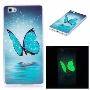 Butterfly Noctilucent Soft TPU Back Cover for Huawei P8 Lite P8lite
