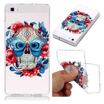 Butterfly Skull Super Clear Soft TPU Back Cover for Huawei P8 Lite P8lite