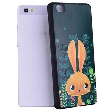 Cute Rabbit 3D Embossed Relief Black Soft Back Cover for Huawei P8 Lite P8lite