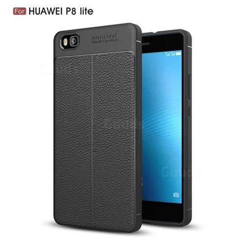 Luxury Auto Focus Litchi Texture Silicone TPU Back Cover for Huawei P8 Lite P8lite - Black