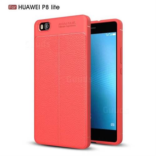 Luxury Auto Focus Litchi Texture Silicone TPU Back Cover for Huawei P8 Lite P8lite - Red
