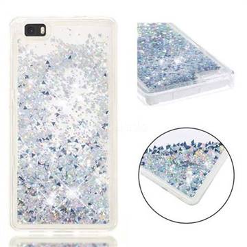 Dynamic Liquid Glitter Quicksand Sequins TPU Phone Case for Huawei P8 Lite P8lite - Silver