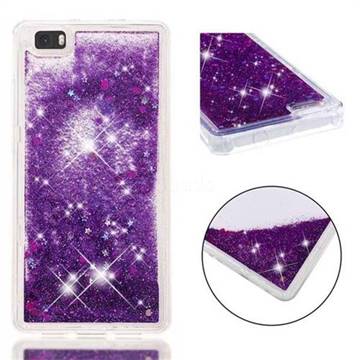 Dynamic Liquid Glitter Quicksand Sequins TPU Phone Case for Huawei P8 Lite P8lite - Purple