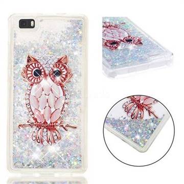 Seashell Owl Dynamic Liquid Glitter Quicksand Soft TPU Case for Huawei P8 Lite P8lite