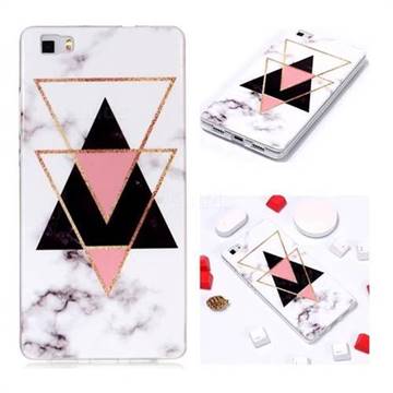 Inverted Triangle Black Soft TPU Marble Pattern Phone Case for Huawei P8 Lite P8lite