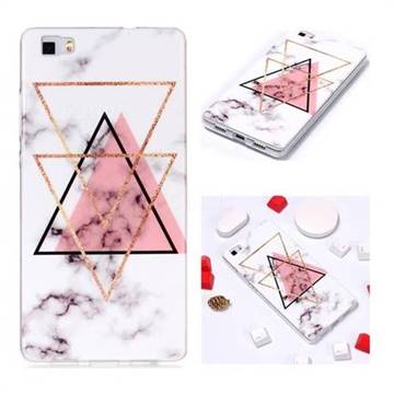 Inverted Triangle Powder Soft TPU Marble Pattern Phone Case for Huawei P8 Lite P8lite