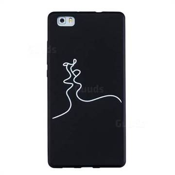 Kiss Stick Figure Matte Black TPU Phone Cover for Huawei P8 Lite P8lite