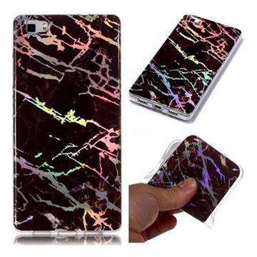 Black Brown Marble Pattern Bright Color Laser Soft TPU Case for Huawei P8 Lite P8lite