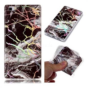 White Black Marble Pattern Bright Color Laser Soft TPU Case for Huawei P8 Lite P8lite