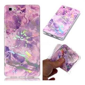 Purple Marble Pattern Bright Color Laser Soft TPU Case for Huawei P8 Lite P8lite