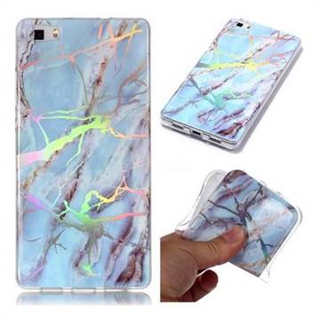 Light Blue Marble Pattern Bright Color Laser Soft TPU Case for Huawei P8 Lite P8lite