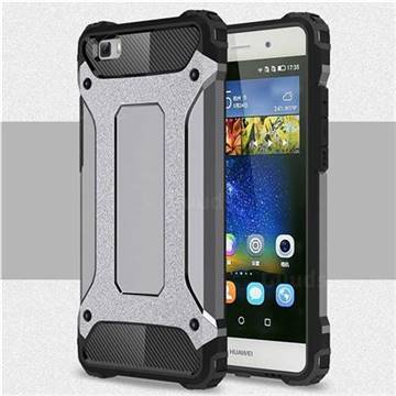King Kong Armor Premium Shockproof Dual Layer Rugged Hard Cover for Huawei P8 Lite P8lite - Silver Grey
