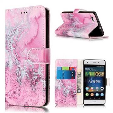 Pink Seawater PU Leather Wallet Case for Huawei P8 Lite P8lite