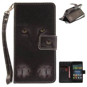 Mysterious Cat Hand Strap Leather Wallet Case for Huawei P8 Lite P8lite