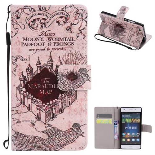 Castle The Marauders Map PU Leather Wallet Case for Huawei P8 Lite P8lite
