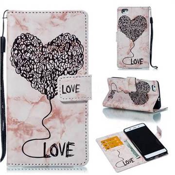 Marble Heart PU Leather Wallet Phone Case for Huawei P8 Lite P8lite - Purple