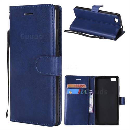 Retro Greek Classic Smooth PU Leather Wallet Phone Case for Huawei P8 Lite P8lite - Blue