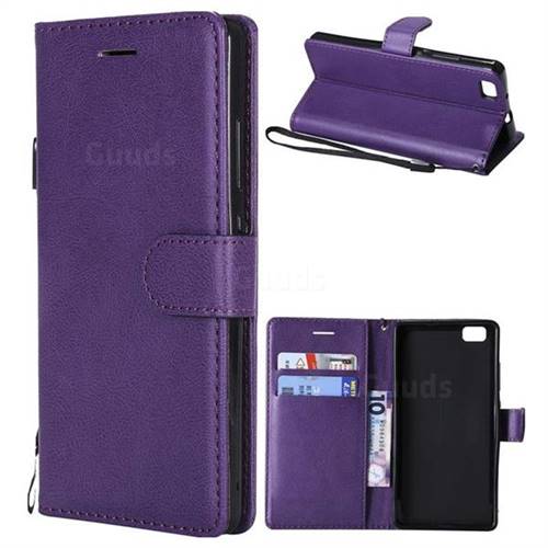 Retro Greek Classic Smooth PU Leather Wallet Phone Case for Huawei P8 Lite P8lite - Purple