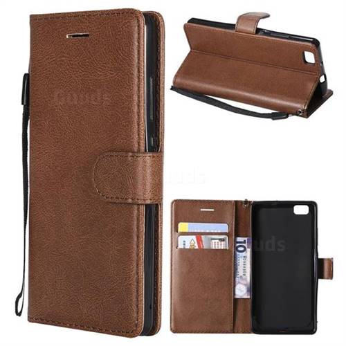 Retro Greek Classic Smooth PU Leather Wallet Phone Case for Huawei P8 Lite P8lite - Brown