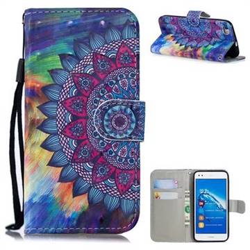 Oil Painting Mandala 3D Painted Leather Wallet Phone Case for Huawei P8 Lite P8lite