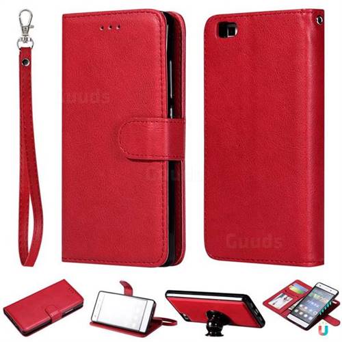Retro Greek Detachable Magnetic PU Leather Wallet Phone Case for Huawei P8 Lite P8lite - Red