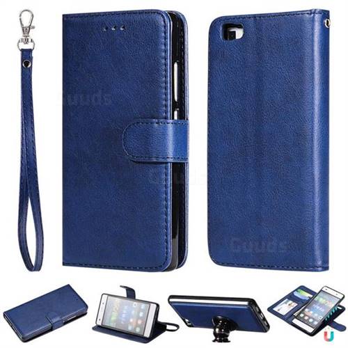 Retro Greek Detachable Magnetic PU Leather Wallet Phone Case for Huawei P8 Lite P8lite - Blue