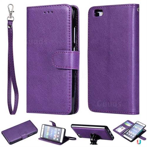 Retro Greek Detachable Magnetic PU Leather Wallet Phone Case for Huawei P8 Lite P8lite - Purple