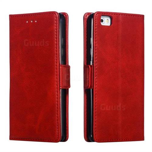 Retro Classic Calf Pattern Leather Wallet Phone Case for Huawei P8 Lite P8lite - Red