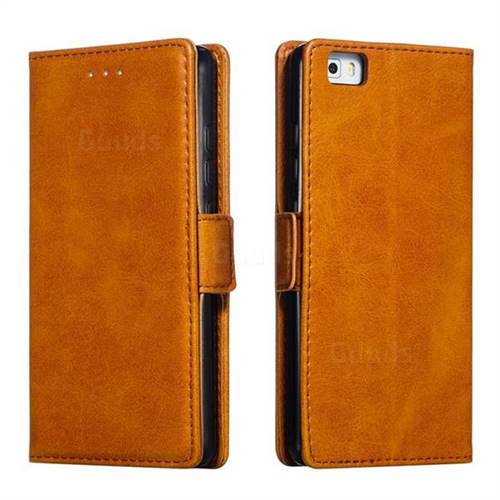 Retro Classic Calf Pattern Leather Wallet Phone Case for Huawei P8 Lite P8lite - Yellow