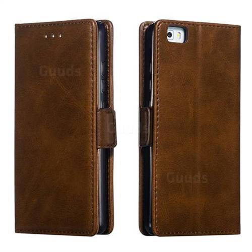 Retro Classic Calf Pattern Leather Wallet Phone Case for Huawei P8 Lite P8lite - Brown