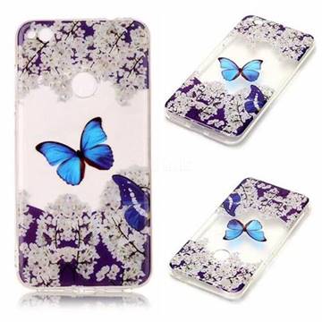 Blue Butterfly Flower Super Clear Soft TPU Back Cover for Huawei P8 Lite 2017 / P9 Honor 8 Nova Lite