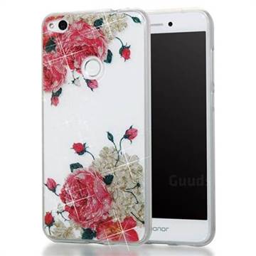 Blooming Roses Flash Powder Super Clear Soft Back Cover for Huawei P8 Lite 2017 / P9 Honor 8 Nova Lite