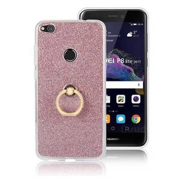 Luxury Soft TPU Glitter Back Ring Cover with 360 Rotate Finger Holder Buckle for Huawei P8 Lite 2017 / P9 Honor 8 Nova Lite - Pink