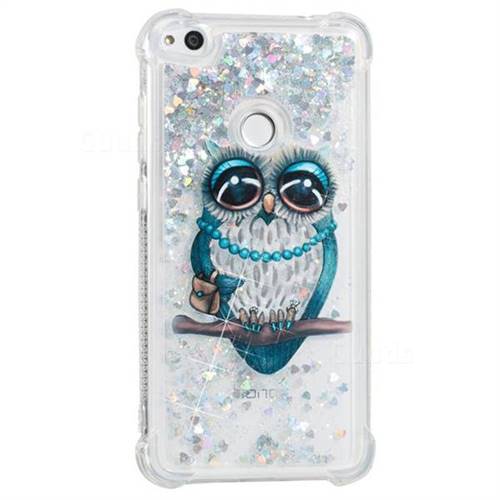 Sweet Gray Owl Dynamic Liquid Glitter Sand Quicksand Star TPU Case for Huawei P8 Lite 2017 / P9 Honor 8 Nova Lite