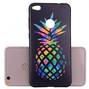 Colorful Pineapple 3D Embossed Relief Black Soft Back Cover for Huawei P8 Lite 2017 / P9 Honor 8 Nova Lite