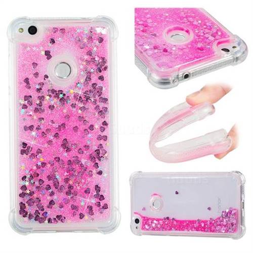 Dynamic Liquid Glitter Sand Quicksand TPU Case for Huawei P8 Lite 2017 / P9 Honor 8 Nova Lite - Pink Love Heart