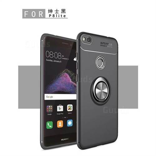 Auto Focus Invisible Ring Holder Soft Phone Case for Huawei P8 Lite 2017 / P9 Honor 8 Nova Lite - Black