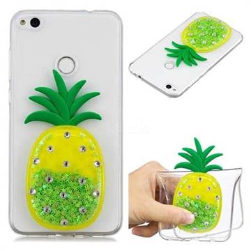 Green Pineapple Liquid Quicksand Soft 3D Cartoon Case for Huawei P8 Lite 2017 / P9 Honor 8 Nova Lite