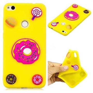 Yellow Donut Soft 3D Silicon Phone Back Cover for Huawei P8 Lite 2017 / P9 Honor 8 Nova Lite