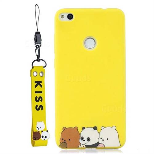 Yellow Bear Family Soft Kiss Candy Hand Strap Silicone for Huawei P8 Lite / P9 Honor 8 Nova Lite - TPU Case Guuds
