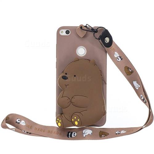 Quagga discretie autobiografie Brown Bear Neck Lanyard Zipper Wallet Silicone Case for Huawei P8 Lite 2017  / P9 Honor 8 Nova Lite - TPU Case - Guuds